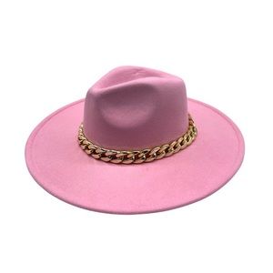 “Posh" Chain Fedora Hat: Pink